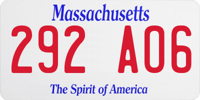 MA license plate 292AO6