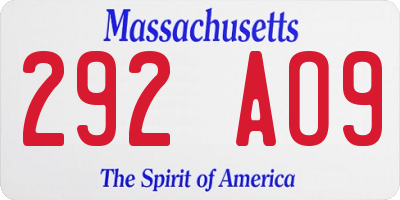MA license plate 292AO9