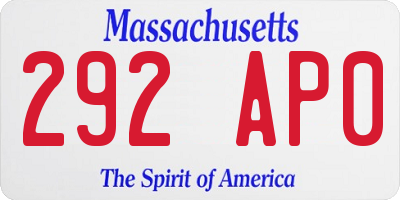 MA license plate 292AP0