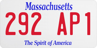 MA license plate 292AP1