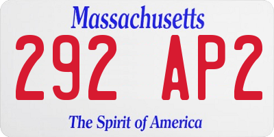 MA license plate 292AP2