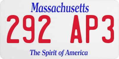 MA license plate 292AP3