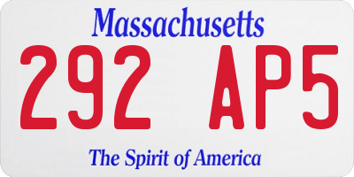 MA license plate 292AP5