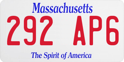 MA license plate 292AP6