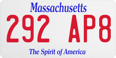 MA license plate 292AP8