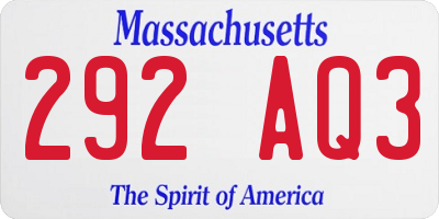 MA license plate 292AQ3