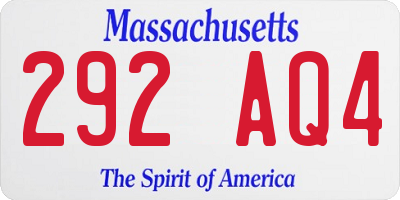 MA license plate 292AQ4