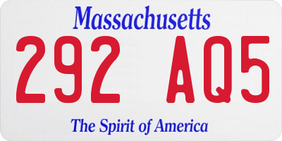 MA license plate 292AQ5