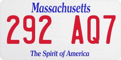 MA license plate 292AQ7