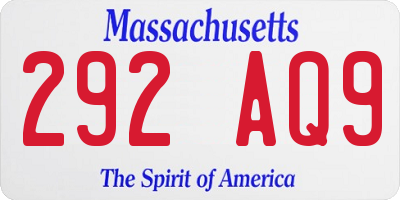 MA license plate 292AQ9