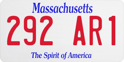 MA license plate 292AR1