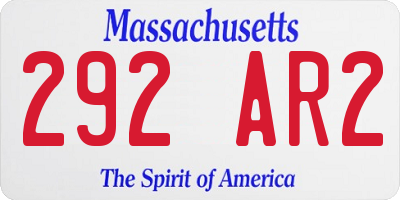MA license plate 292AR2