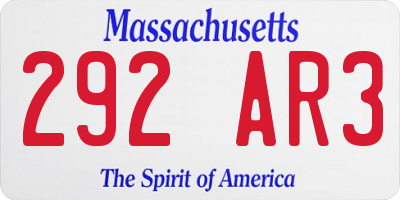 MA license plate 292AR3