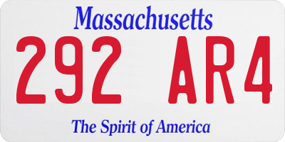 MA license plate 292AR4
