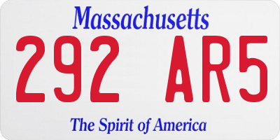 MA license plate 292AR5