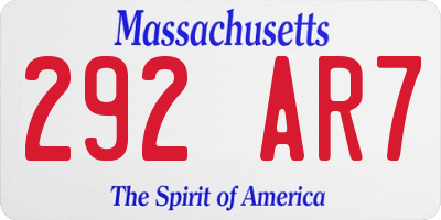 MA license plate 292AR7