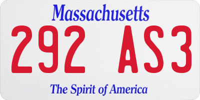 MA license plate 292AS3