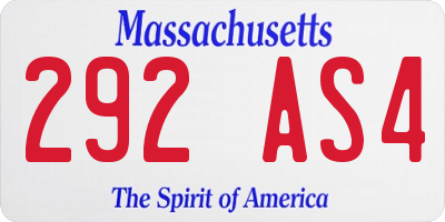 MA license plate 292AS4