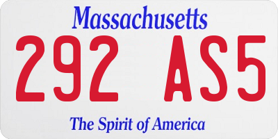 MA license plate 292AS5