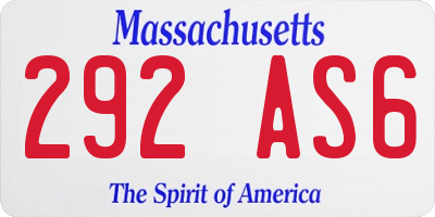 MA license plate 292AS6
