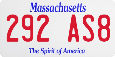 MA license plate 292AS8