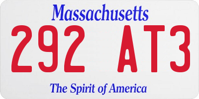 MA license plate 292AT3