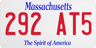MA license plate 292AT5