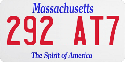 MA license plate 292AT7