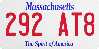 MA license plate 292AT8