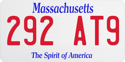 MA license plate 292AT9