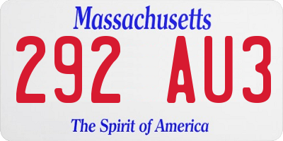 MA license plate 292AU3