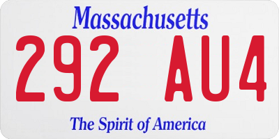 MA license plate 292AU4