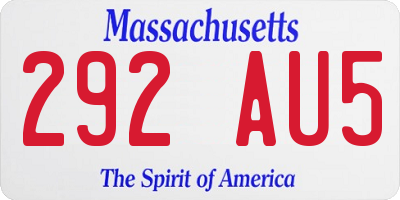 MA license plate 292AU5