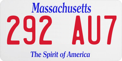 MA license plate 292AU7