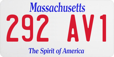 MA license plate 292AV1
