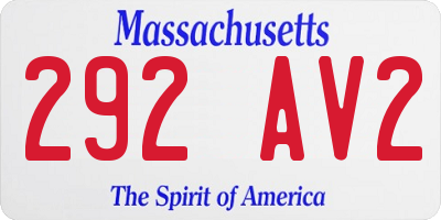 MA license plate 292AV2