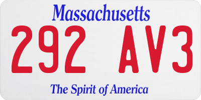 MA license plate 292AV3