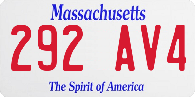 MA license plate 292AV4