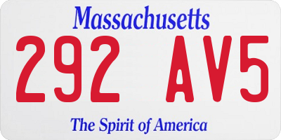 MA license plate 292AV5