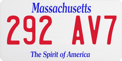 MA license plate 292AV7