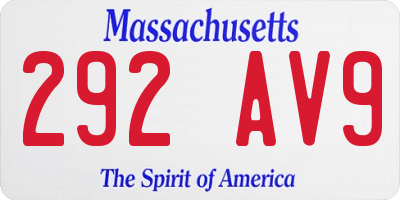 MA license plate 292AV9