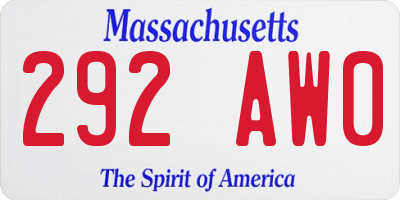 MA license plate 292AW0