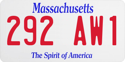 MA license plate 292AW1