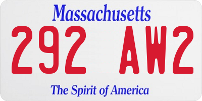 MA license plate 292AW2