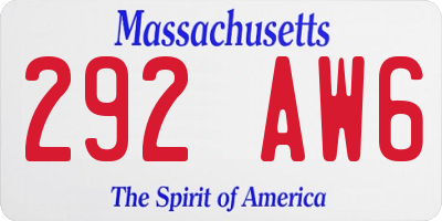 MA license plate 292AW6