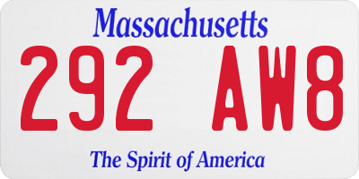 MA license plate 292AW8