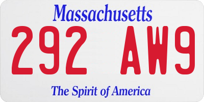 MA license plate 292AW9