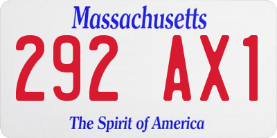 MA license plate 292AX1