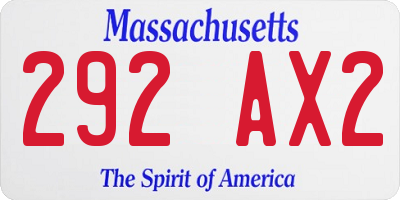 MA license plate 292AX2