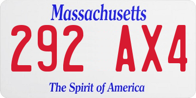 MA license plate 292AX4